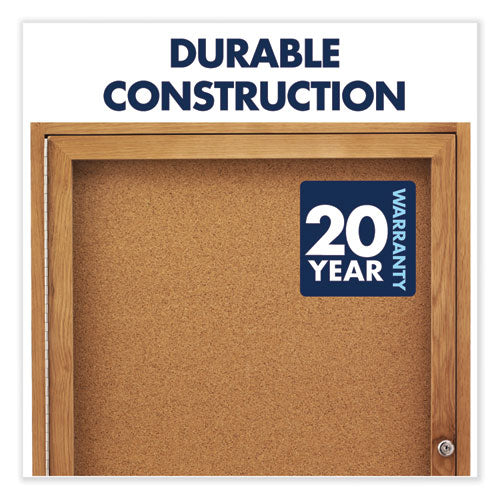 Image of Quartet® Enclosed Indoor Cork Bulletin Board with Two Hinged Doors, 48" x 36", Tan Surface, Oak Finished Fiberboard (MDF) Frame