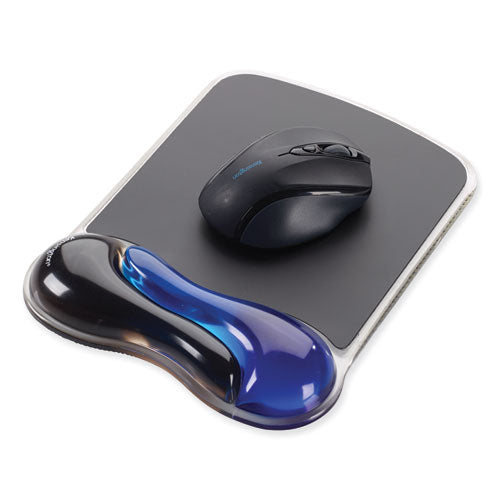 Image of Kensington® Duo Gel Wave Mouse Pad with Wrist Rest, 9.37 x 13, Blue