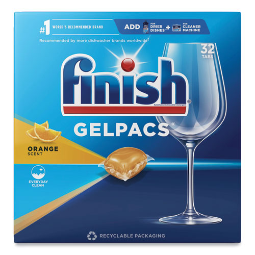Image of FINISH® Dish Detergent Gelpacs, Orange Scent, 32/box