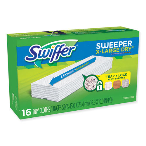 Image of Swiffer® Sweeper XL Dry Refill Cloths, 16.9" x 9.8", White, 16/Box