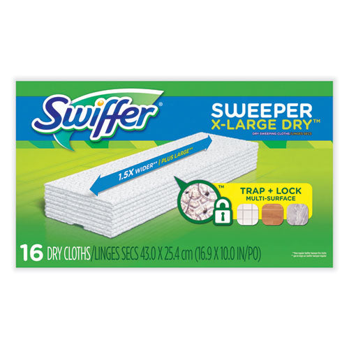 Image of Swiffer® Sweeper XL Dry Refill Cloths, 16.9" x 9.8", White, 16/Box