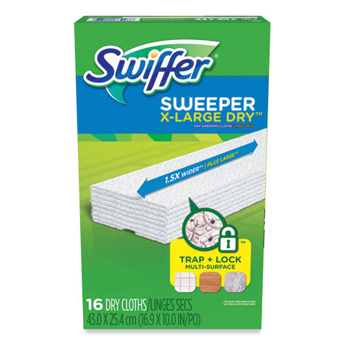 Image of Swiffer® Sweeper XL Dry Refill Cloths, 16.9" x 9.8", White, 16/Box
