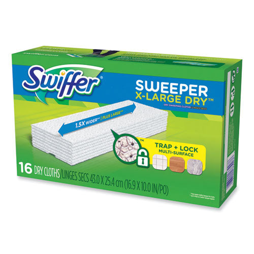 Image of Swiffer® Sweeper XL Dry Refill Cloths, 16.9" x 9.8", White, 16/Box