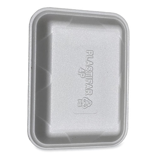Image of GEN Meat Trays, #4P, 9.5 x 7.19 x 1.2, White, Foam, 500/Carton