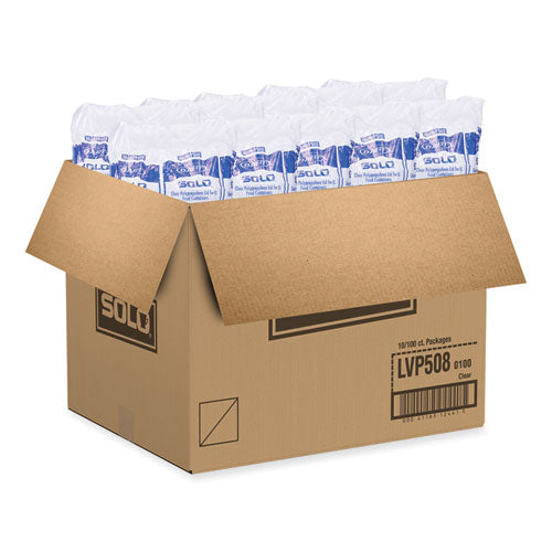 Image of SOLO® Polypropylene Vented Food Container Lids, For 6 oz to 8 oz Food Containers, Clear, Plastic, 1,000/Carton