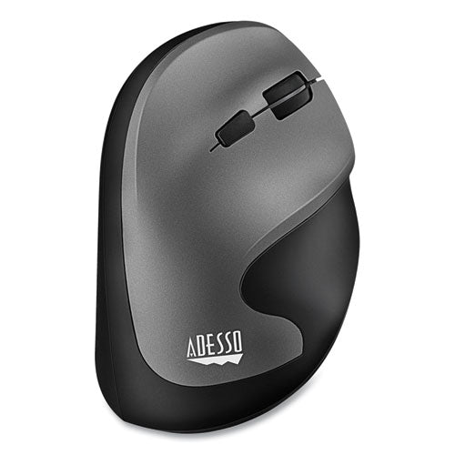 Image of Adesso Imouse A20 Antimicrobial Vertical Wireless Mouse, 2.4 Ghz Frequency/33 Ft Wireless Range, Right Hand Use, Black/granite