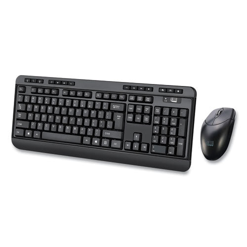 Image of Adesso Wkb-1320cb Antimicrobial Wireless Desktop Keyboard And Mouse, 2.4 Ghz Frequency/30 Ft Wireless Range, Black