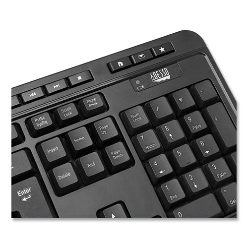 Image of Adesso Wkb-1320cb Antimicrobial Wireless Desktop Keyboard And Mouse, 2.4 Ghz Frequency/30 Ft Wireless Range, Black