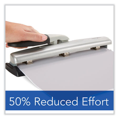 Image of Swingline® 12-Sheet Lighttouch Desktop Two- To Three-Hole Punch, 9/32" Holes, Black/silver