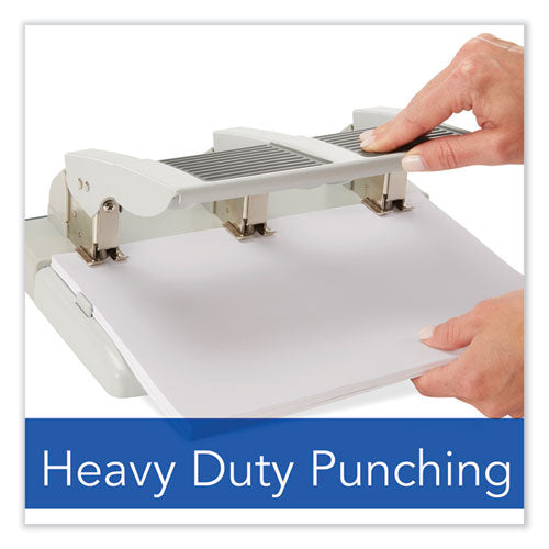 Image of Swingline® 75-Sheet Heavy-Duty High-Capacity Three-Hole Adjustable Punch, 9/32" Holes, Putty/gray