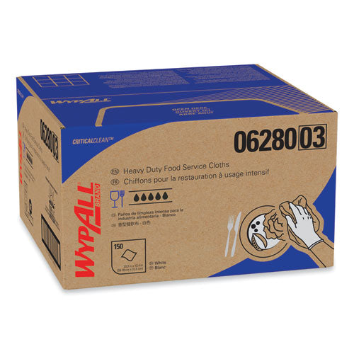 Image of WypAll® X80 Foodservice Towel, Kimfresh Antimicrobial Hydroknit, 12 x 23.4, Unscented, White/Blue Stripe, 150/Carton