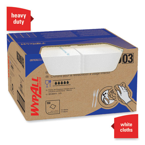 Image of WypAll® X80 Foodservice Towel, Kimfresh Antimicrobial Hydroknit, 12 x 23.4, Unscented, White/Blue Stripe, 150/Carton