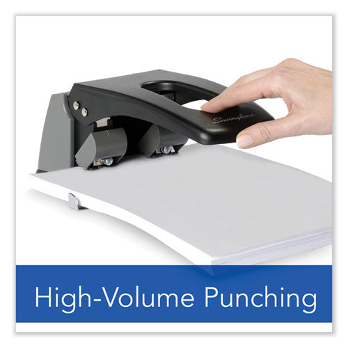 Image of Swingline® 100-Sheet High Capacity Two-Hole Punch, Fixed Centers, 9/32" Holes, Black/gray