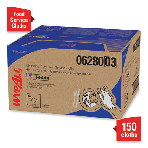 Image of WypAll® X80 Foodservice Towel, Kimfresh Antimicrobial Hydroknit, 12 x 23.4, Unscented, White/Blue Stripe, 150/Carton