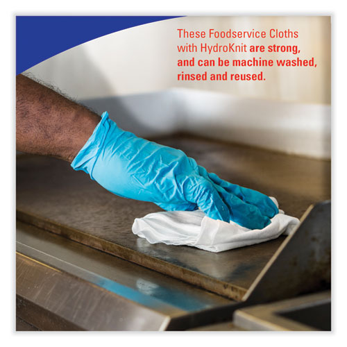 Image of WypAll® X80 Foodservice Towel, Kimfresh Antimicrobial Hydroknit, 12 x 23.4, Unscented, White/Blue Stripe, 150/Carton