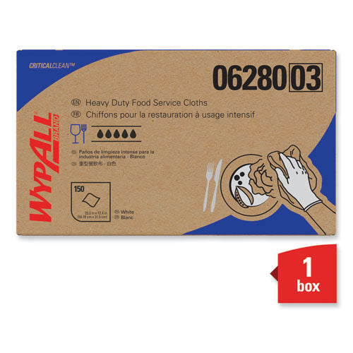 Image of WypAll® X80 Foodservice Towel, Kimfresh Antimicrobial Hydroknit, 12 x 23.4, Unscented, White/Blue Stripe, 150/Carton