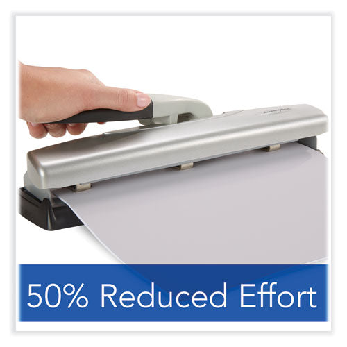 Image of Swingline® 20-Sheet Lighttouch Desktop Two- To Seven-Hole Punch, 9/32" Holes, Silver/black