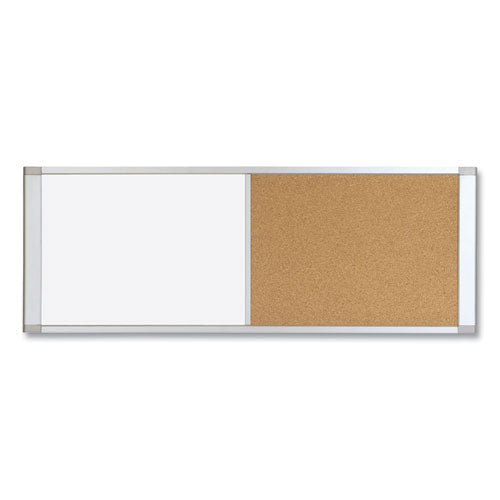 Image of MasterVision® Cubicle Workstation Dry Erase Board, Combo Magnetic Dry Erase/Bulletin, 36" x 18", Tan/White Surface, Satin Aluminum Frame