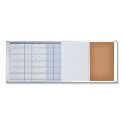 Image of MasterVision® Magnetic Calendar Combo Board, Monthly Planning/Scheduling, 48" x 18", White Surface, Satin Aluminum Frame
