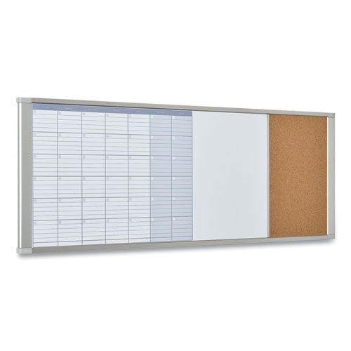 Image of MasterVision® Magnetic Calendar Combo Board, Monthly Planning/Scheduling, 48" x 18", White Surface, Satin Aluminum Frame