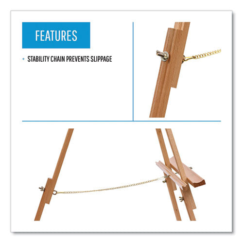 Image of MasterVision® Oak Display Tripod Easel, 60" High, Wood/Brass
