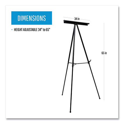 Image of MasterVision® Telescoping Tripod Display Easel, Adjusts 35" To 64" High, Metal, Black
