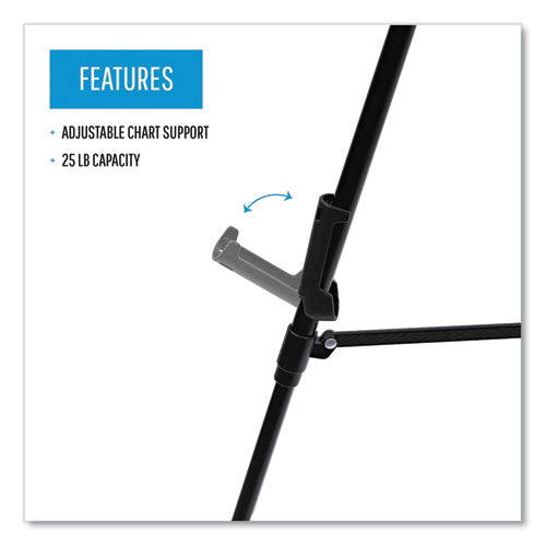 Image of MasterVision® Telescoping Tripod Display Easel, Adjusts 35" To 64" High, Metal, Black