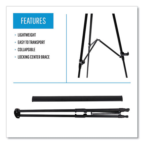 Image of MasterVision® Telescoping Tripod Display Easel, Adjusts 35" To 64" High, Metal, Black