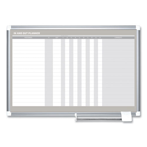 Image of MasterVision® In-Out Magnetic Dry Erase Board, 18-Person Tracking, 36" x 24", White Surface, Satin Aluminum Frame