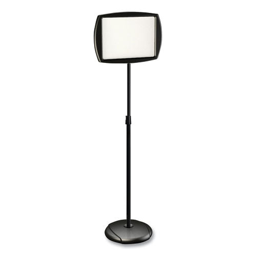 Image of MasterVision® Magnetic Dry Erase Floor Stand Signs, White 15" x 11" Rectangle Surface, Black/Silver Frame, 15" x 10" x 40" to 68"