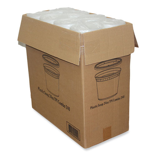 Image of GEN Plastic Deli Container with Lid, 24 oz, Clear, Plastic, 240/Carton