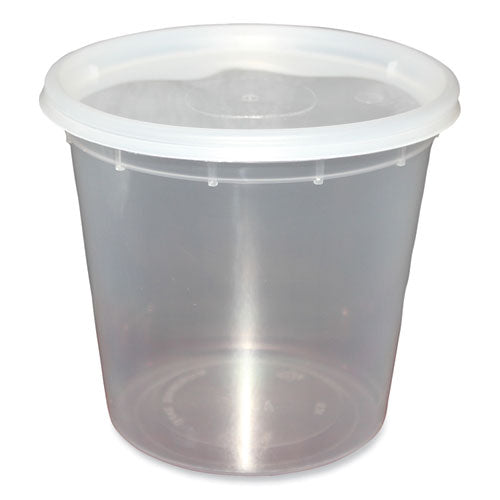 Image of GEN Plastic Deli Container with Lid, 24 oz, Clear, Plastic, 240/Carton