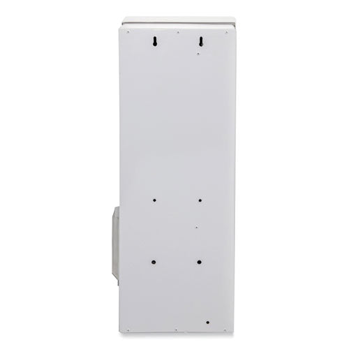 Image of HOSPECO® Dual Sanitary Napkin/Tampon Dispenser, 25 Cent Coin Mechanism, 11.13 x 7.63 x 26.38, White/Blue