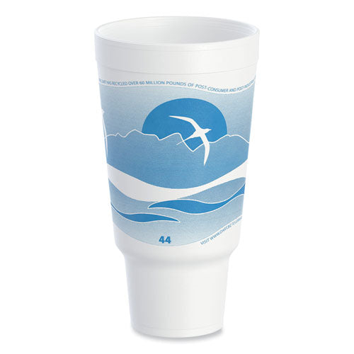 Image of Dart® Horizon Hot/Cold Foam Drinking Cups, 44 oz, White/Ocean Blue, 15/Bag, 20 Bags/Carton