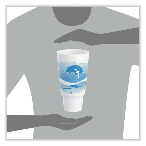 Image of Dart® Horizon Hot/Cold Foam Drinking Cups, 44 oz, White/Ocean Blue, 15/Bag, 20 Bags/Carton