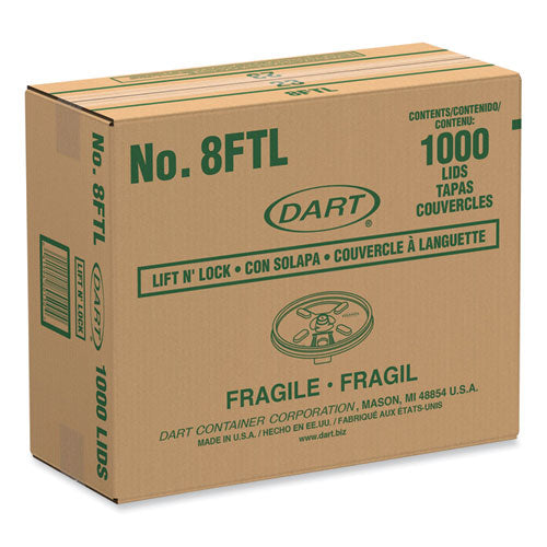 Image of Dart® Lift n' Lock Plastic Hot Cup Lids, Fits 8 oz Hot Cups, White, 1,000/Carton