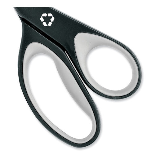 Image of Westcott® KleenEarth Soft Handle Scissors, 8" Long, 3.25" Cut Length, Straight Black/Gray Handle