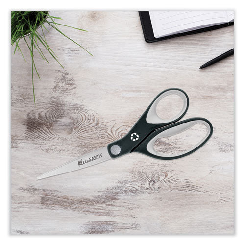 Image of Westcott® KleenEarth Soft Handle Scissors, 8" Long, 3.25" Cut Length, Straight Black/Gray Handle