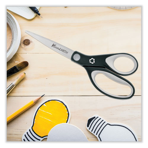 Image of Westcott® KleenEarth Soft Handle Scissors, 8" Long, 3.25" Cut Length, Straight Black/Gray Handle