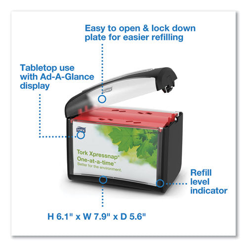 Image of Tork® Xpressnap Tabletop Napkin Dispenser, 7.9 X 5.6 X 7.9, Black