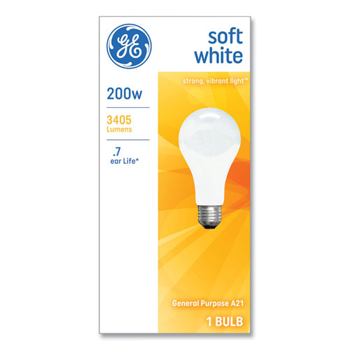 Image of GE Incandescent Basic Bulb, A21, 200 W, Soft White