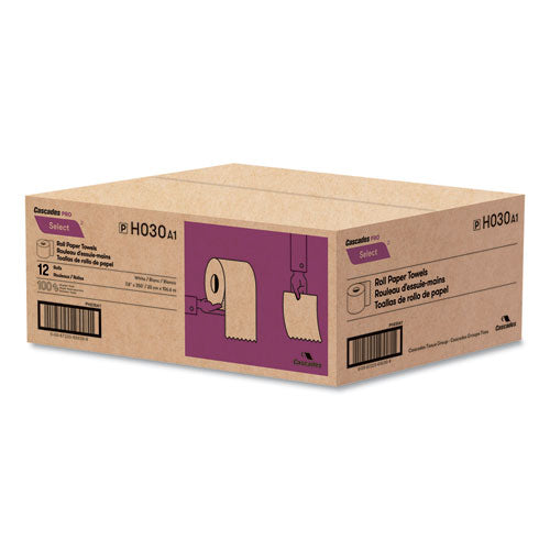 Image of Cascades PRO Select Roll Paper Towels, 1-Ply, 7.88" X 350 Ft, White, 12 Rolls/carton