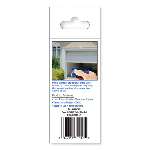 Image of GE Led Soft White A19 Garage Door Opener Bulb, 14 W