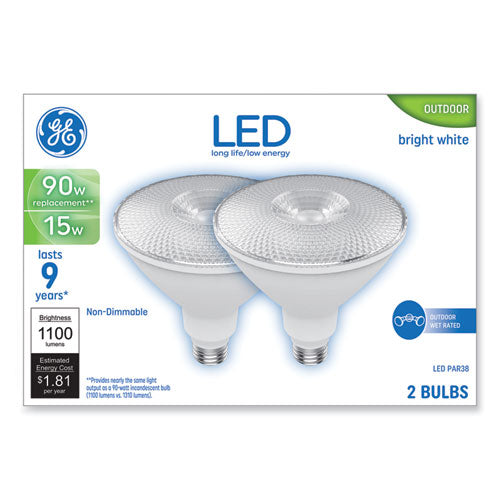 Image of GE Led Par38 Non-Dimmable Outdoor Flood Light Bulb, 15 W, Bright White, 2/pack