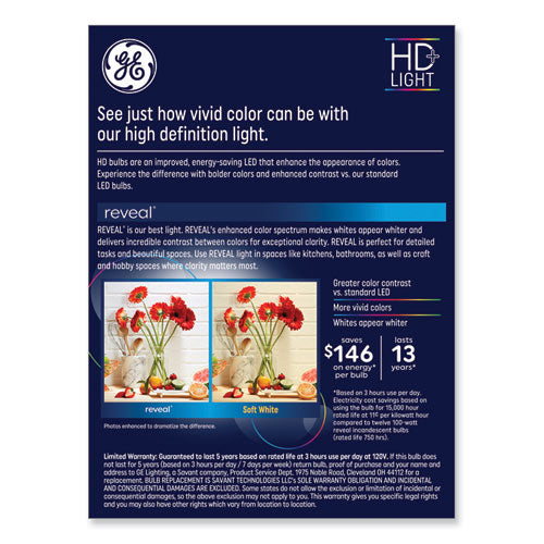 Image of GE Reveal Hd+ Led A19 Light Bulb, 11 W, 4/pack