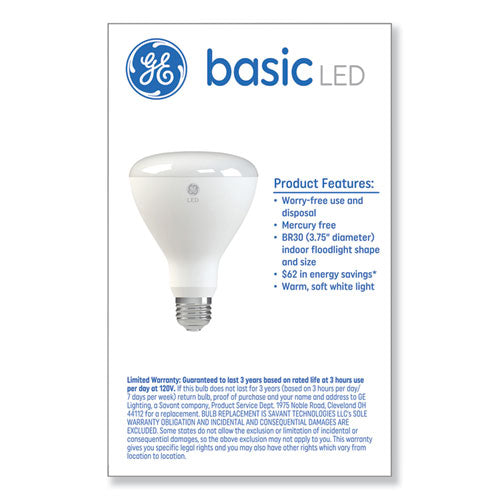 Image of GE Basic Led Dimmable Indoor Flood Light Bulbs, Br30, 8 W, Soft White