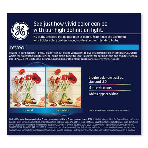 Image of GE Reveal Hd+ Color-Enhancing Led Indoor Floodlight, Br30, 9 W, 2/pack