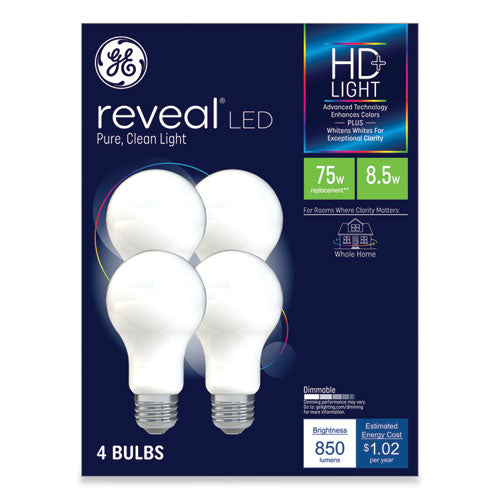 Image of GE Reveal Hd+ Led A19 Light Bulb, 8.5 W, 4/pack
