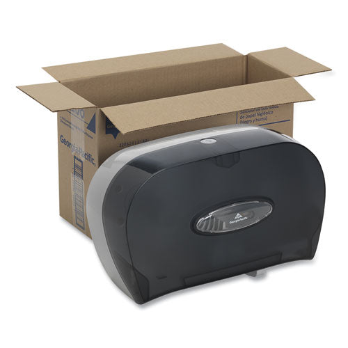 Image of Georgia Pacific® Professional Two-Roll Bathroom Tissue Dispenser, 13.56 x 5.75 x 8.63, Smoke