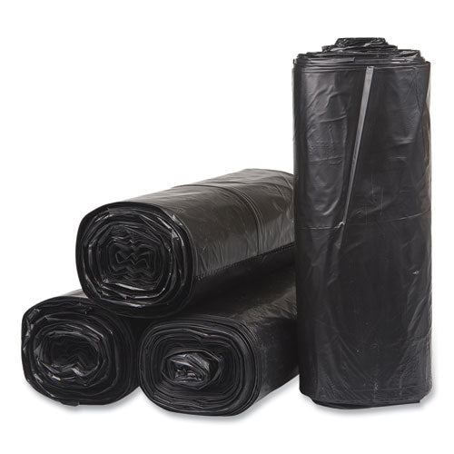 Image of Inteplast Group Low-Density Commercial Can Liners, 60 gal, 1.5 mil, 38" x 58", Black, Interleaved Roll, 20 Bags/Roll, 5 Rolls/Carton